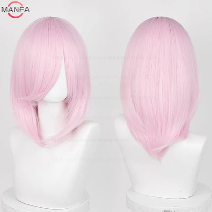 40cm Medium Basic Anime Cosplay Wig Bang Blond  Black White Red Pink Green Brown Gold Blue Heat Resistant Synthetic Hair Wigs