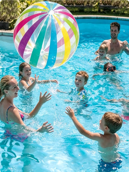 Inflatable Beach Ball Colorful Striped Pool Ball for Summer Water Play