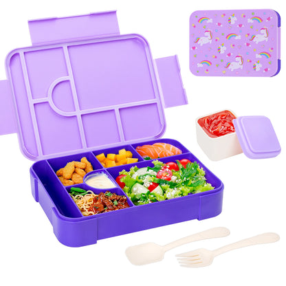 Kids Lunch Box, Divided Bento Box, Leakproof Microwave Food Container