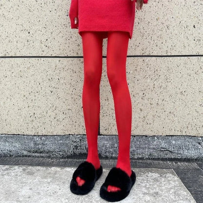 Women’s Red Pantyhose – Sheer Elastic Fashion Stockings