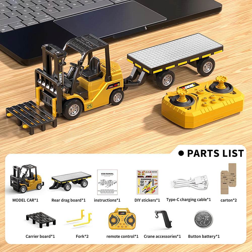 Remote Control Construction Vehicle – 1:64 Crane & Forklift