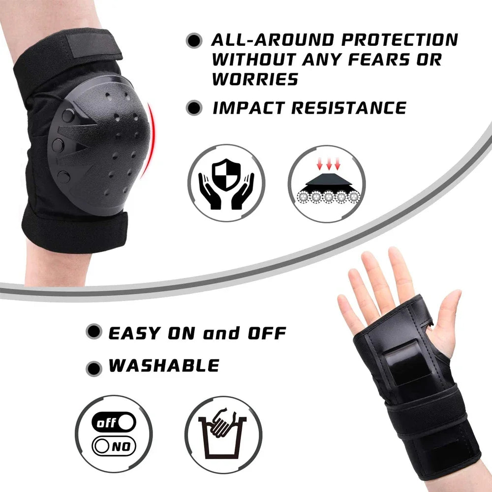 Kids Protective Gear Set with Knee, Elbow Pads & Wrist Guards