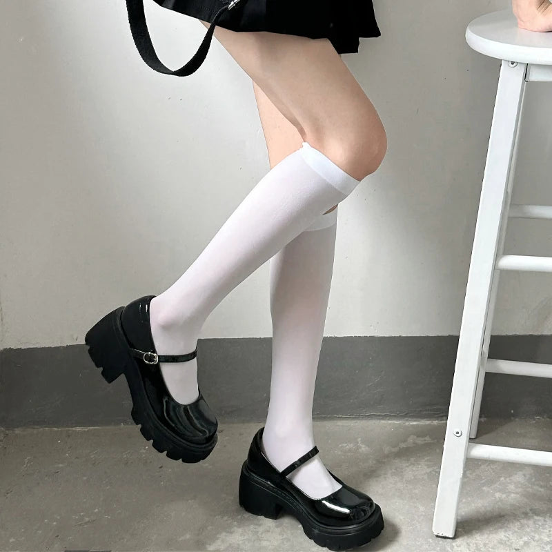 Knee High Socks for Women – Solid Color Long Socks 2-Pack