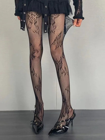 Fishnet Tights – Lace Rhombus Patterned Style
