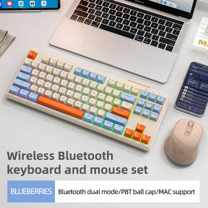 Wireless Gaming Keyboard 87 Key Bluetooth RGB Keyboard with Mouse