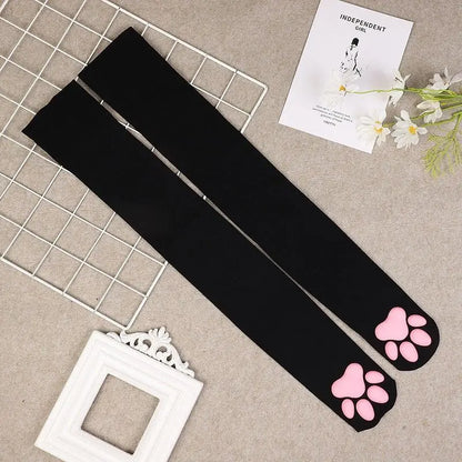 Cat Paw Socks – 3D Knee High Cotton Novelty Socks for Women & Girls