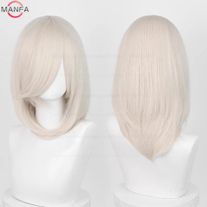 40cm Medium Basic Anime Cosplay Wig Bang Blond  Black White Red Pink Green Brown Gold Blue Heat Resistant Synthetic Hair Wigs