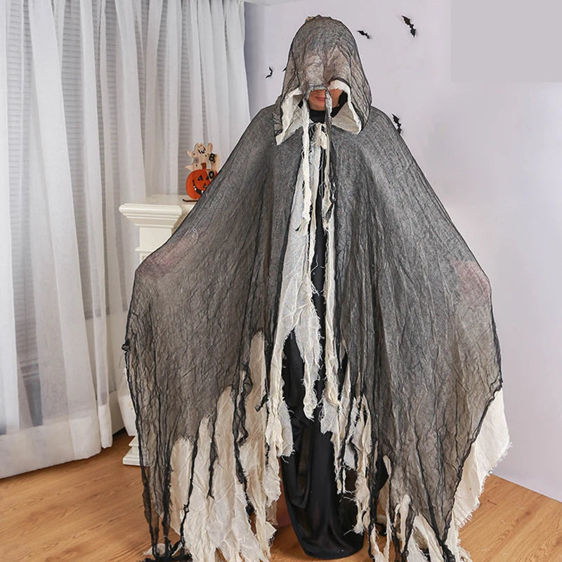 Halloween Grim Reaper Cloak Long Hooded Unisex Suitable For Devil Grim Reaper Witch Wizard Christmas Cosplay Red Death Cloaks