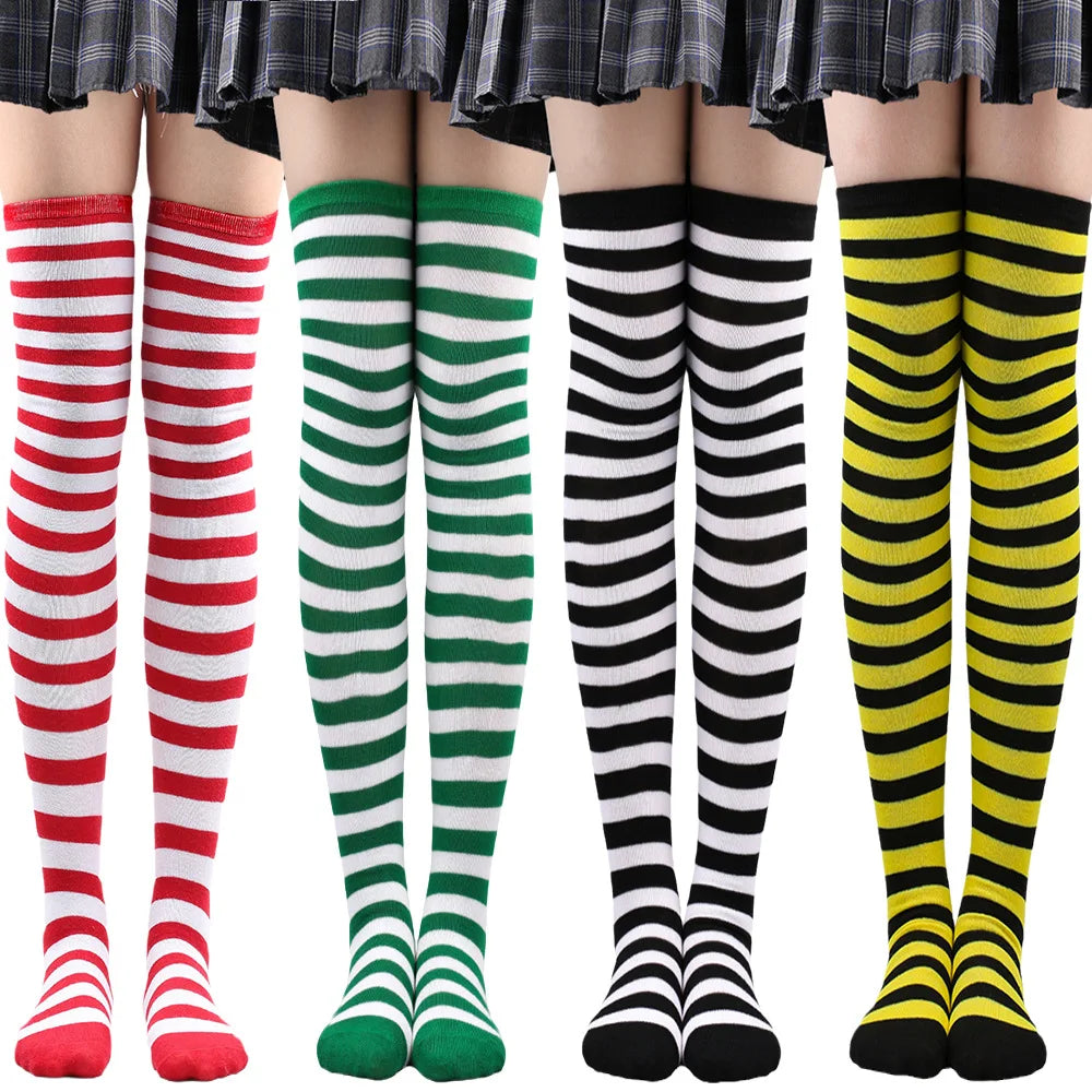 Women's Striped Over Knee Socks – Long Pinstripe Stockings