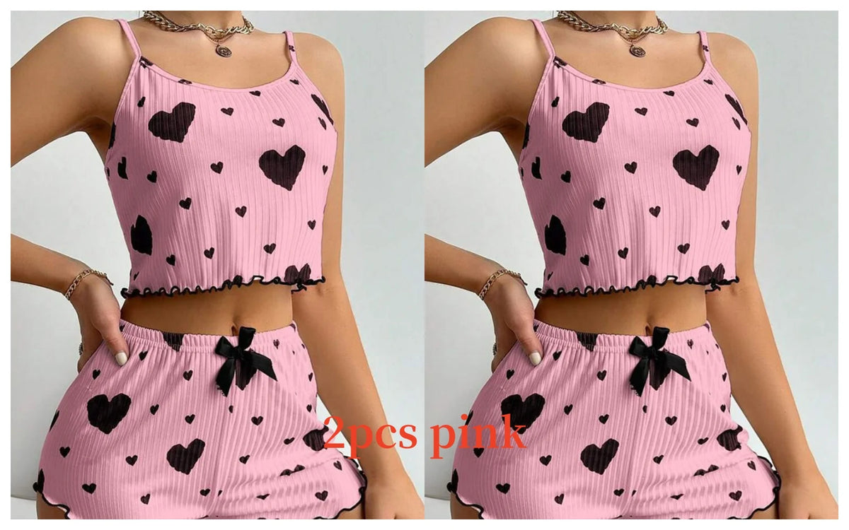 Women’s Pajama Set – 2 Piece Tank Top & Shorts Sleepwear