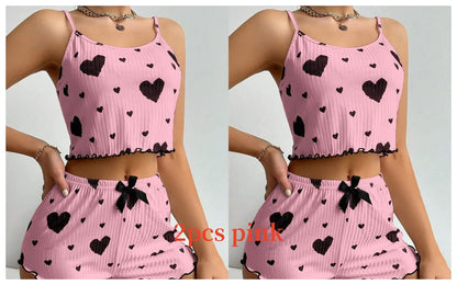Women’s Pajama Set – 2 Piece Tank Top & Shorts Sleepwear