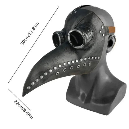 Black Rubber Plague Doctor Mask Costume Halloween Cartoon Spooky Steampunk Gas Latex Mask for Kids and Adults Cosplay Props