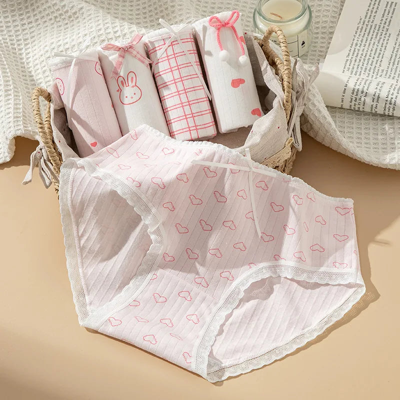 Cotton Panties for Women – Breathable Cartoon Briefs 5-Pack