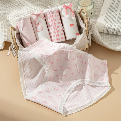 Cotton Panties for Women – Breathable Cartoon Briefs 5-Pack