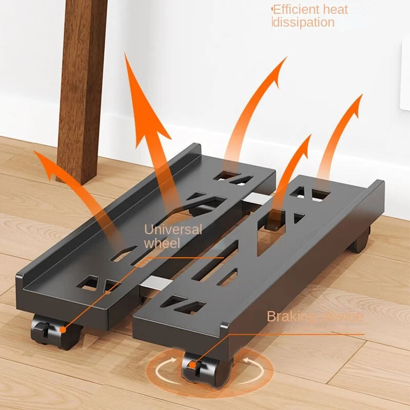 Adjustable CPU Tower Stand with Wheels – Mobile Computer Holder