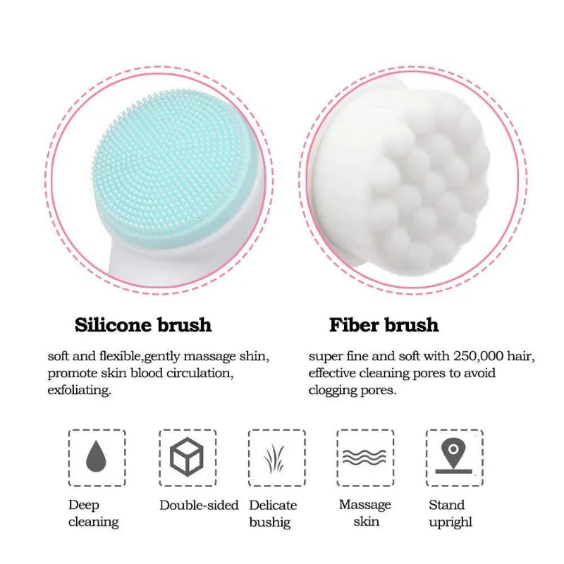 Silicone Facial Cleansing Brush Double-Sided Face Wash Brush