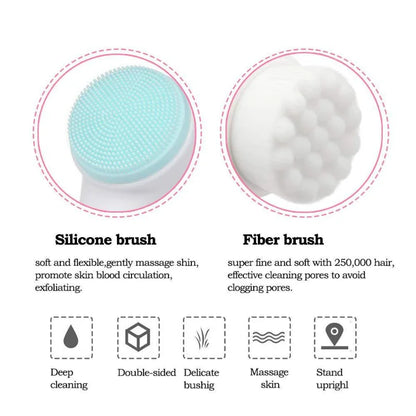 Silicone Facial Cleansing Brush Double-Sided Face Wash Brush