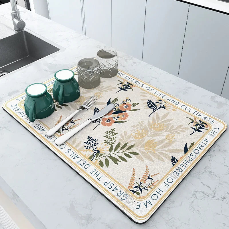 Kitchen Drying Mat Absorbent Dish & Coffee Counter Mat