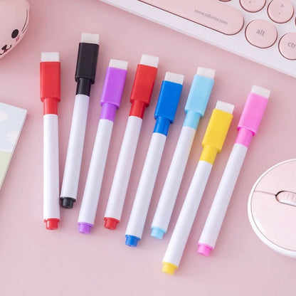 Erasable Whiteboard Markers – 8-Color Set with Eraser
