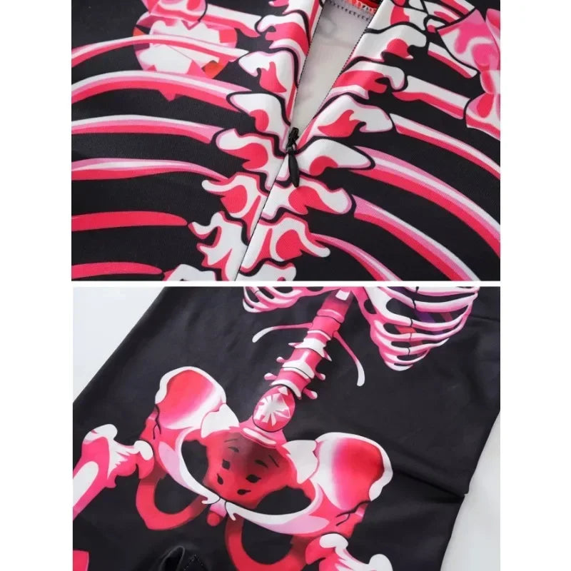 Female Ghost Bride Jumpsuit Printed Skeleton Rose Dressup Costume Horror Theme Party Halloween Girls Trendy Parent-Child Costume