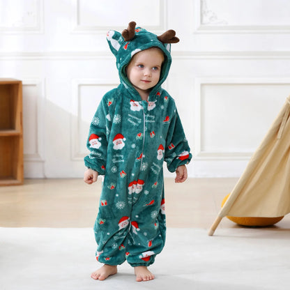 Winter Baby Rompers Baby Pijamas Panda Tiger Leopard Monkey Fox Animal Cartoon Hooded Jumpsuits Cosplay Costume Boys Girl Pajama