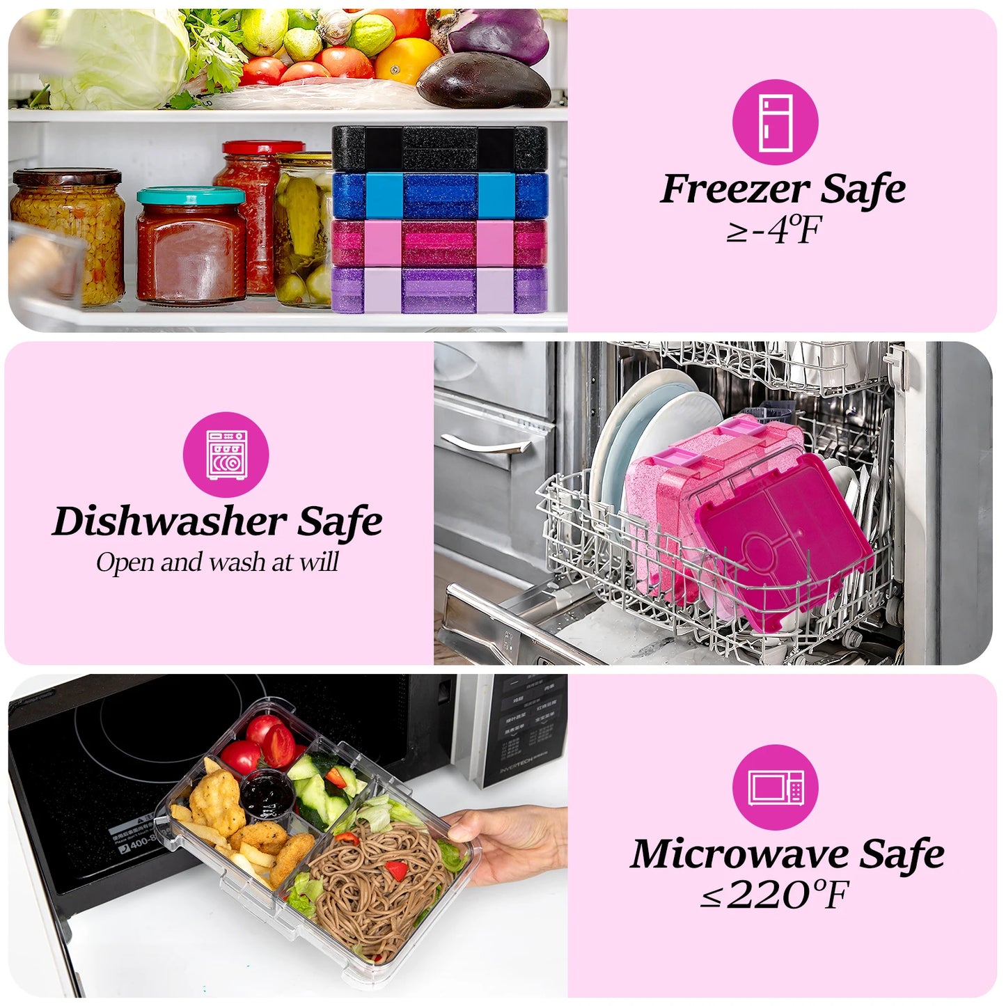Portable Lunch Box, Leakproof Bento Box for School & Office