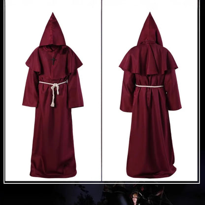 Medieval Hooded Monk Friar Priest Wizard Long Robe Unisex Adult Loose Stage Outfit For Masquerade Theme Party Halloween Cosplay