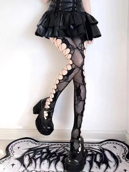 Women's Fishnet Stockings – Floral Pattern High Waist Tights