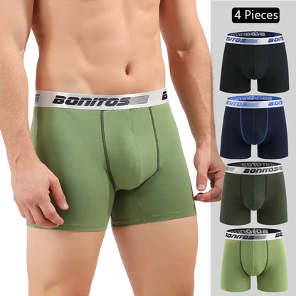Men’s Cotton Boxer Shorts – Soft 4-Piece Underwear Set