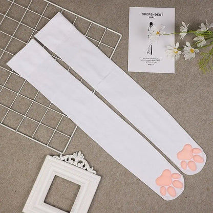 Cat Paw Socks – 3D Knee High Cotton Novelty Socks for Women & Girls