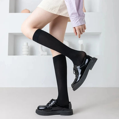 Knee High Socks for Women – Solid Color Long Socks