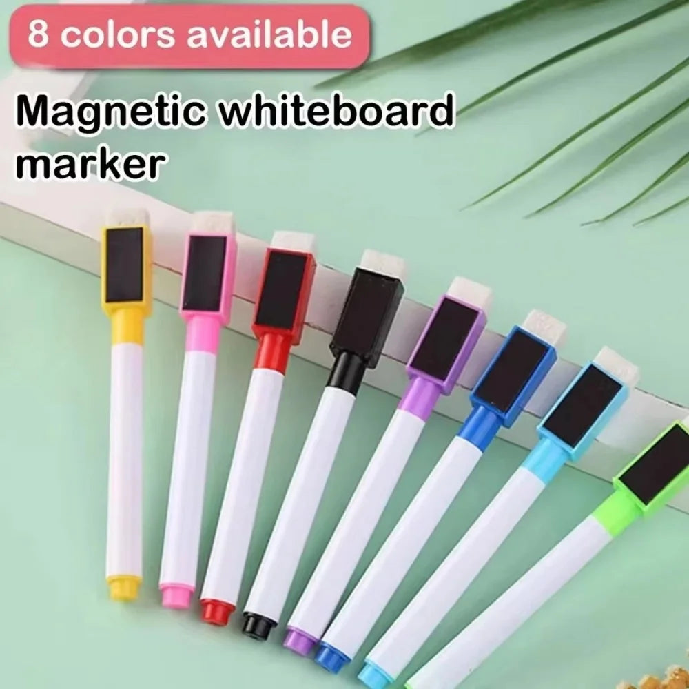 Erasable Whiteboard Markers – 8-Color Set with Eraser