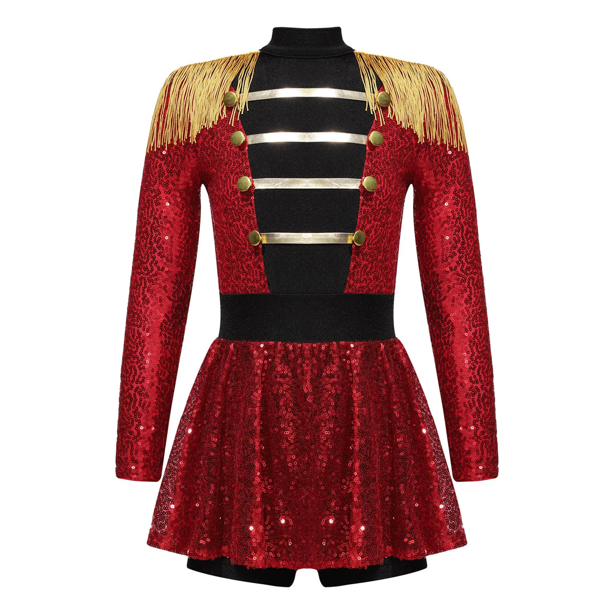 Sequins Girls Magician Circus Performance Costume Outfits Kids Halloween Ringmaster Bodysuit Jumpsuit with Hat Gloves Magic Wand