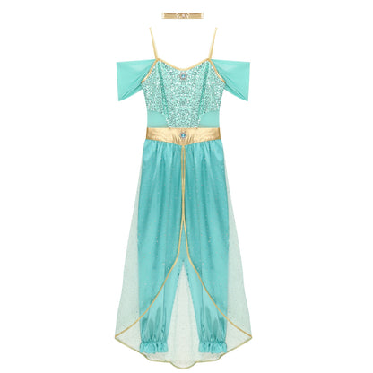 Festival Arabian Princess Costumes Indian Dance Embroider Bollywood Jasmines Costume Party Halloween Cosplay Jasmines Outfit