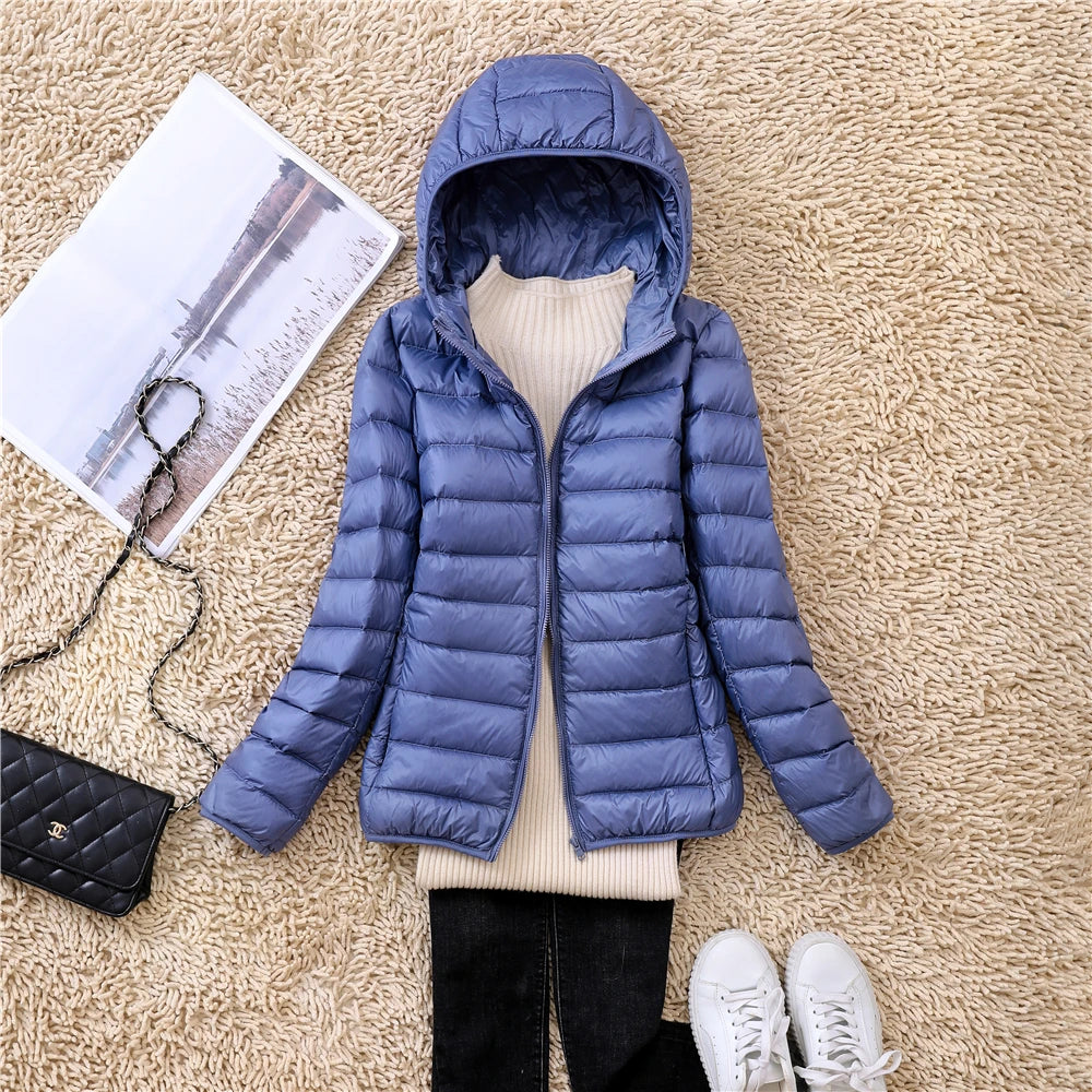 Women Puffer Jacket 15 Colors Plus Size 5XL 6XL 7XL 2025 New Spring Autumn Female Ultra Lightweight Packable Hooded Down Coats