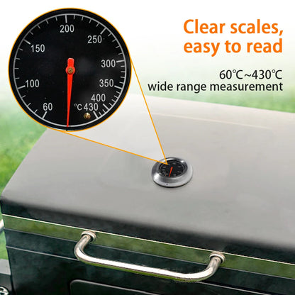 BBQ Smoker Thermometer 60–430°F Stainless Steel Temperature Gauge