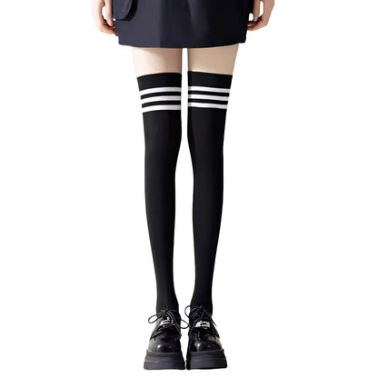 Women's Over Knee Socks – Striped Thigh High Long Socks