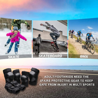 Kids Protective Gear Set with Knee, Elbow Pads & Wrist Guards