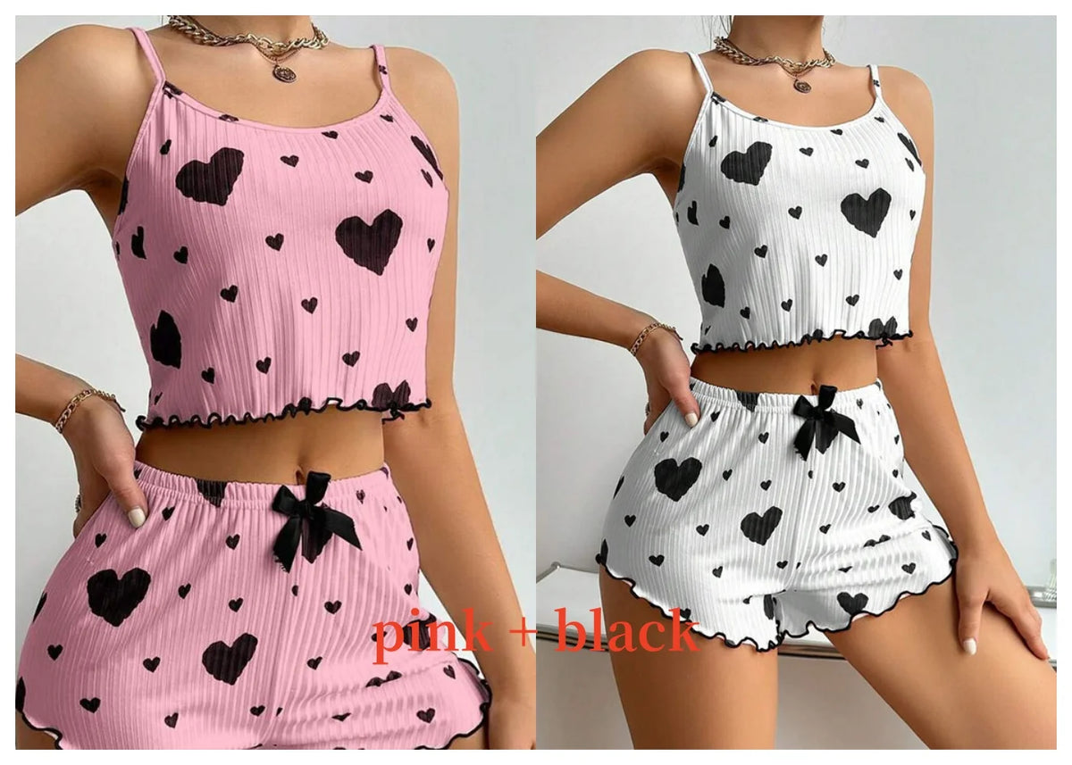 Women’s Pajama Set – 2 Piece Tank Top & Shorts Sleepwear