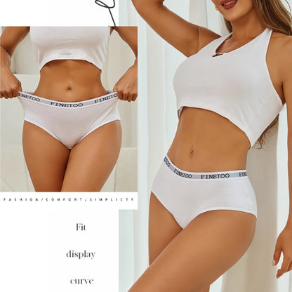 Women’s Cotton Panties – Low Rise Briefs with Embroidered Waist