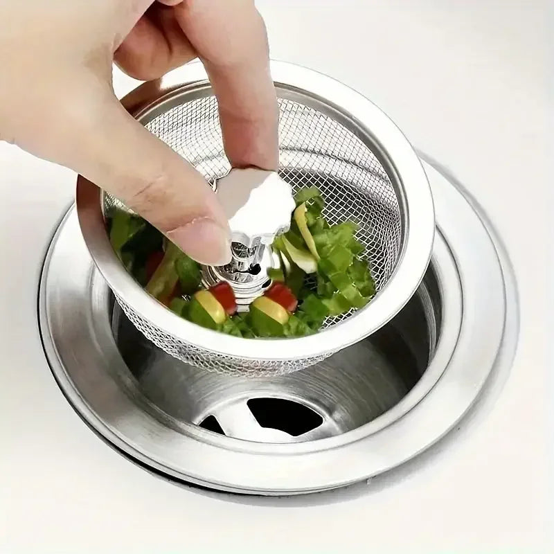 Kitchen Sink Strainer Basket with Handle & Stopper 2-Pack