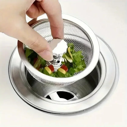 Kitchen Sink Strainer Basket with Handle & Stopper 2-Pack