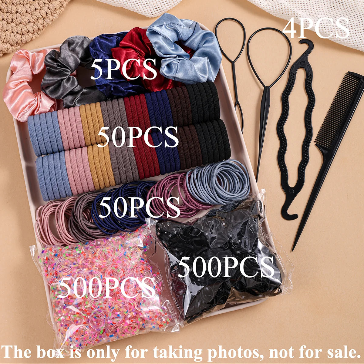 Women’s Hair Accessories Set – Elastic Hair Ties & Scrunchies