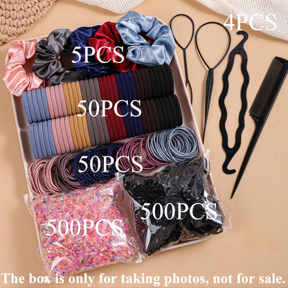 Women’s Hair Accessories Set – Elastic Hair Ties & Scrunchies