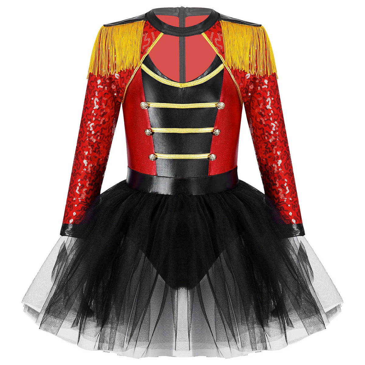 Sequins Girls Magician Circus Performance Costume Outfits Kids Halloween Ringmaster Bodysuit Jumpsuit with Hat Gloves Magic Wand