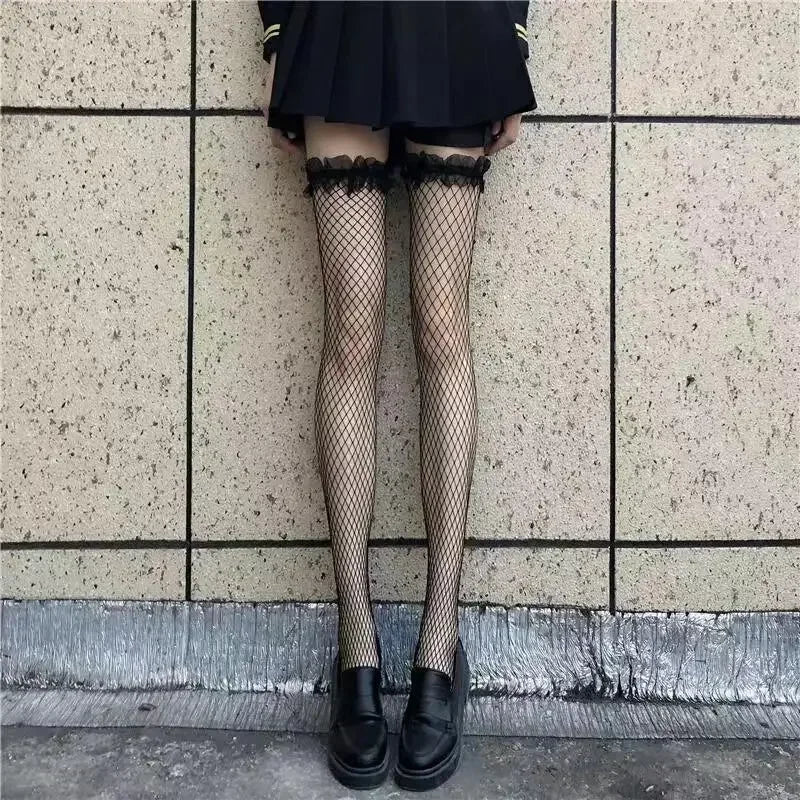 Thigh High Stockings – Red Edge Lace Fashion Hosiery