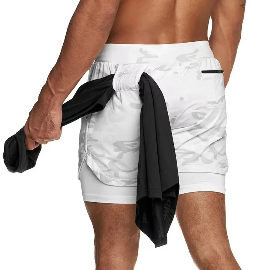 Men's Running Shorts 2-in-1 Quick Dry Gym Workout Sports Shorts