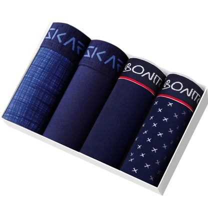 Men’s Cotton Boxer Shorts – Soft 4-Piece Underwear Set