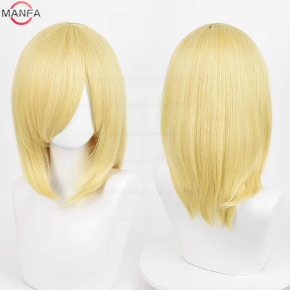 40cm Medium Basic Anime Cosplay Wig Bang Blond  Black White Red Pink Green Brown Gold Blue Heat Resistant Synthetic Hair Wigs