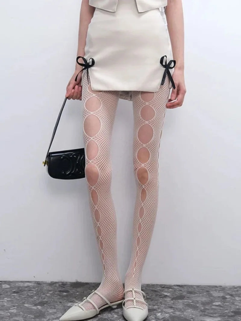 Floral Fishnet Tights for Women – Ripped Pattern Pantyhose